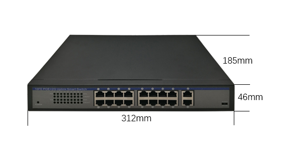 RJ45 100M Industrial Poe Switch 16 POE Port 2 Combo Port With CE Certification