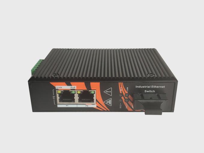 6KV Lightening Protection PoE Ethernet Switch 2 Port 10/100Mbps With SC Port