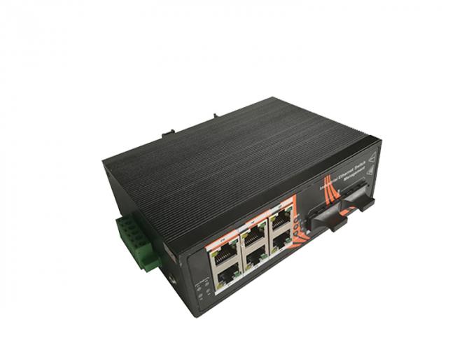 IP40 Protect Grade Managed PoE Switch 6 Port Metal Shell 12~48V DC Terminal Block