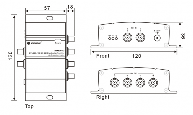 2 to 4 HD SDI Distribution Amplifier with Video Signal Distribution Amplifier
