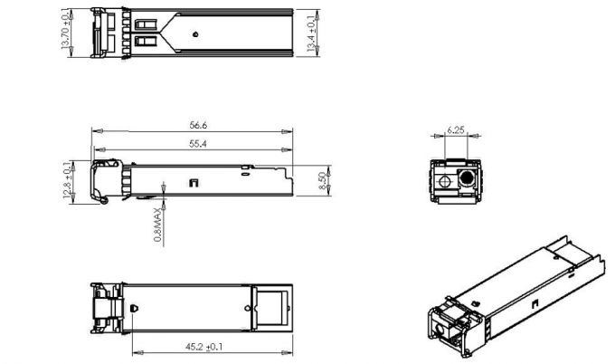 Dual Fiber SFP Module Transceiver Mini 1.25G 500m To 120km Simplex LC Connect