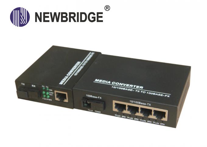 10 100M Media Converter,20KM single fiber single mode SC port with 4 port Switch