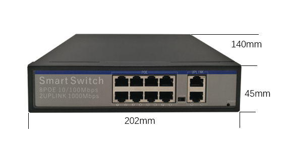 30 Watt Output  Industrial Network Switch 10 POE 10/100/1000Mbps Ports 2 Uplink Port