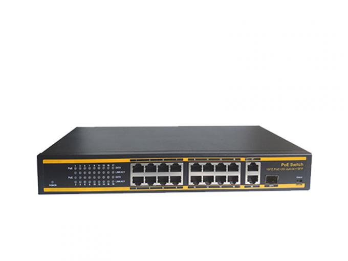 10/100Mbps PoE Ethernet Switch 16 Port 250W With 2*10/100/1000 Mbps Uplink Port