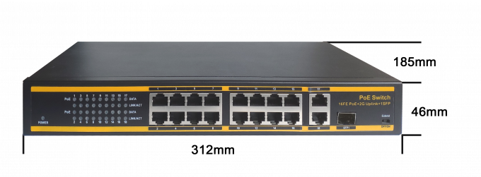 10/100Mbps PoE Ethernet Switch 16 Port 250W With 2*10/100/1000 Mbps Uplink Port