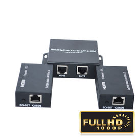 1080P 60Hz Fiber Optic Extender 60m HDMI 1 x 2 Splitter By Cat 5E / 6 Cable