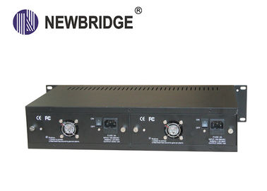 2U 14 Slots Media Converter Rack Mount Chassis 90-240V Double Power Supply