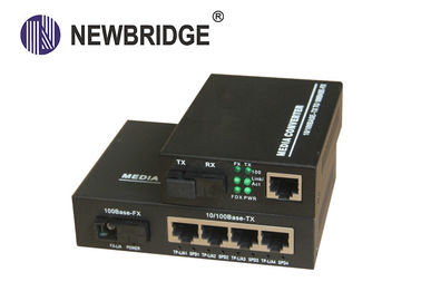 10 100M Media Converter,20KM single fiber single mode SC port with 4 port Switch