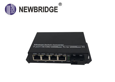 AC 240V Single Mode dual Fiber To Ethernet Media Converter  4 Port 10 100 1000M RJ45 ip switch