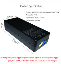 POE Repeater Power Over Ethernet Switch 100 Meters Transmission Distance 12V 2A