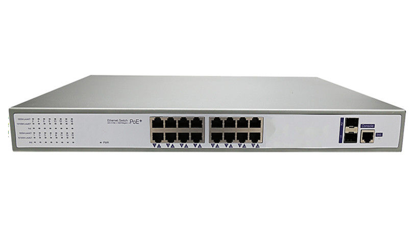 16 Ports 250W PoE Ethernet Switch , IP Camera Use Power Over Ethernet Switch