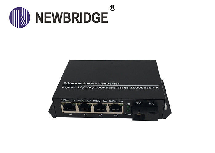 AC 240V Single Mode dual Fiber To Ethernet Media Converter  4 Port 10 100 1000M RJ45 ip switch